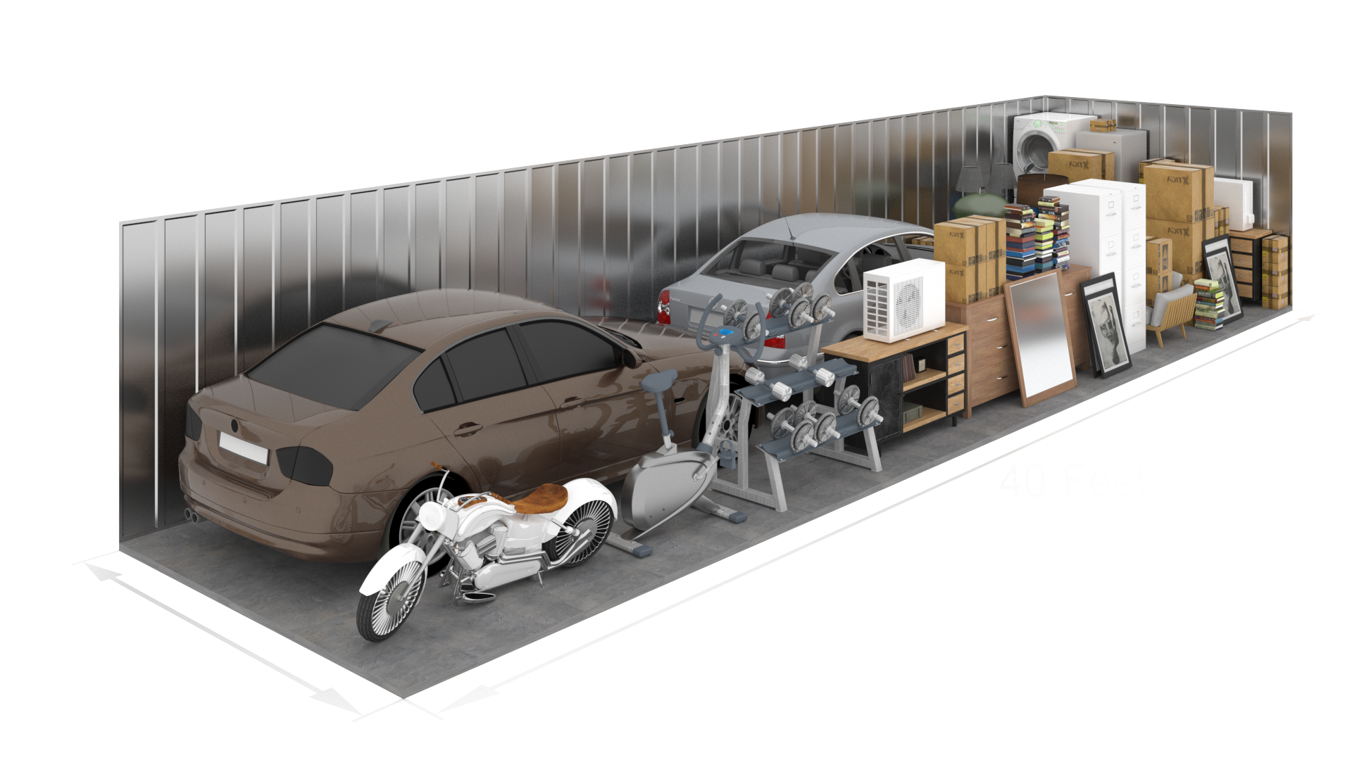 10 foot by 13 foot storage unit illustration
